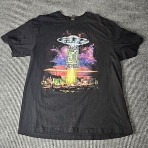 Area 51 Las Vegas Shirt‎ Mens XL Black Azure UFO Alien Graphic Tee Sci Fi
